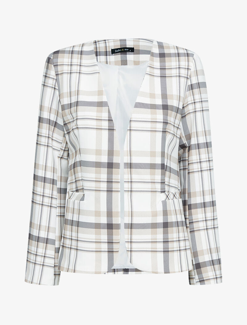 Blazer ouvert à imprimés - beige - 1