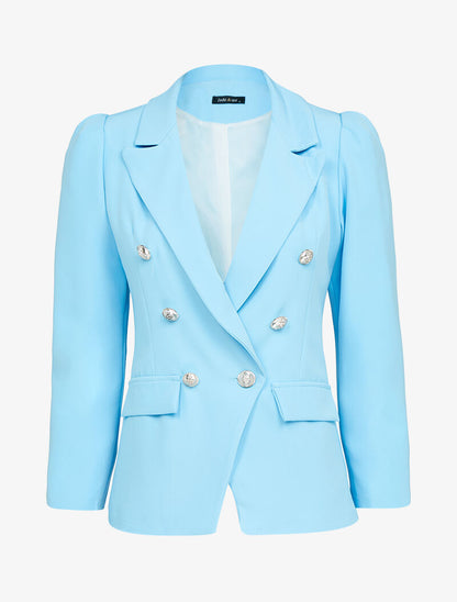 Blazer à manches gigot - bleu ciel - 3