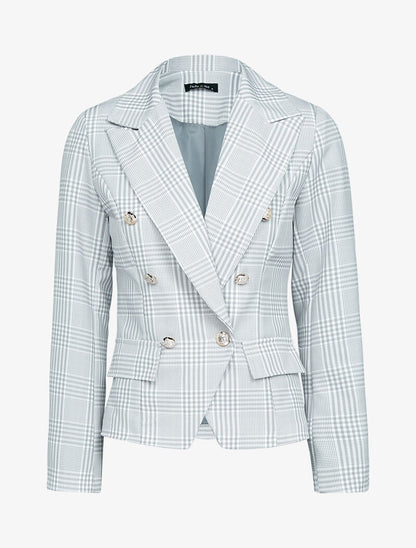 Blazer imprimé à boutons décoratifs - gris clair - 3