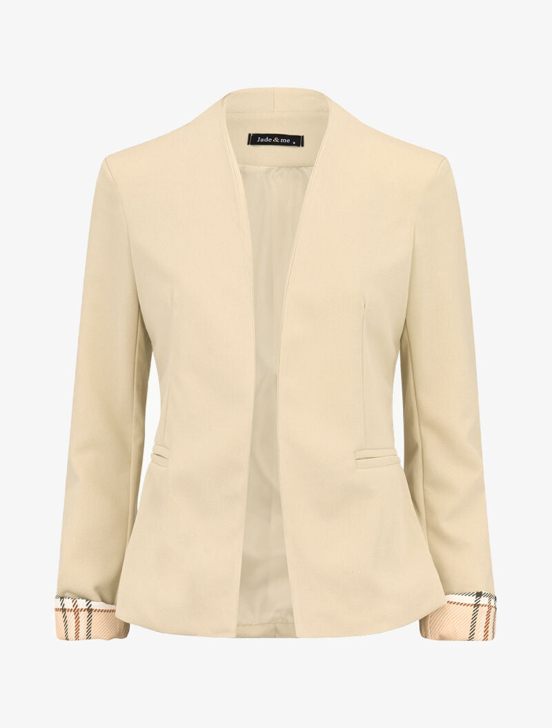Blazer à revers imprimé tartan - beige - 1