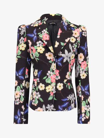 Blazer imprimé à manches gigot - noir - 3