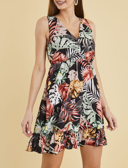 Robe cache coeur imprimée et volantée - noir - 4