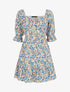 Robe fleurie à poitrine soulignée - bleu - 1