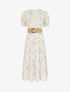 Robe fleurie à manches ballon - beige - 1