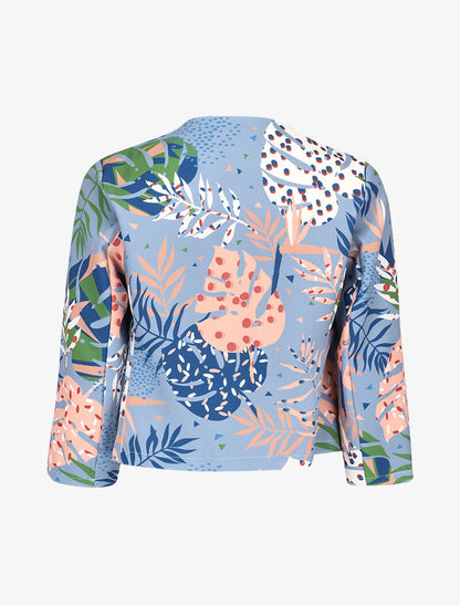 Veste ouverte imprimé feuilles graphiques - bleu clair - 2