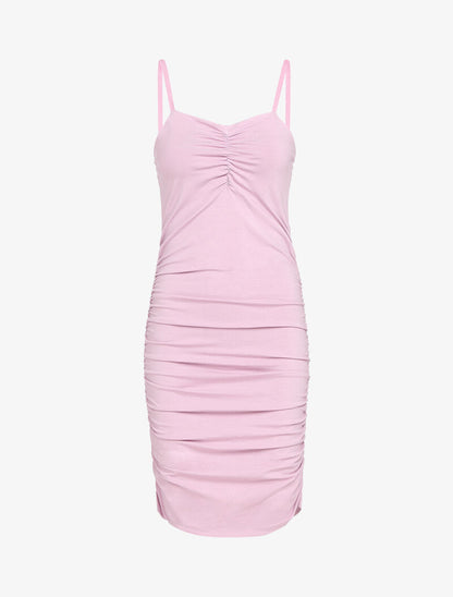 Robe moulante plissée - rose - 1