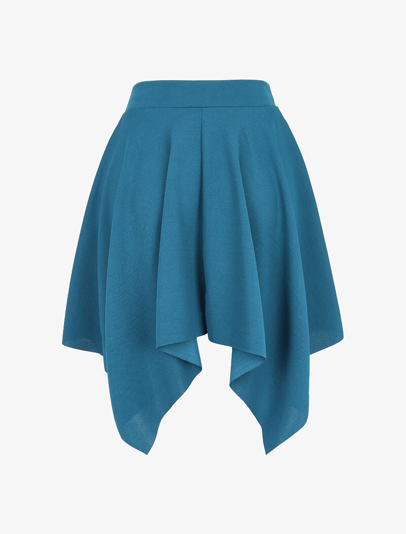 Jupe patineuse asymétrique - bleu canard - 3