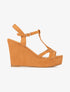 Compensées suédées à bride stylisée - camel - 6
