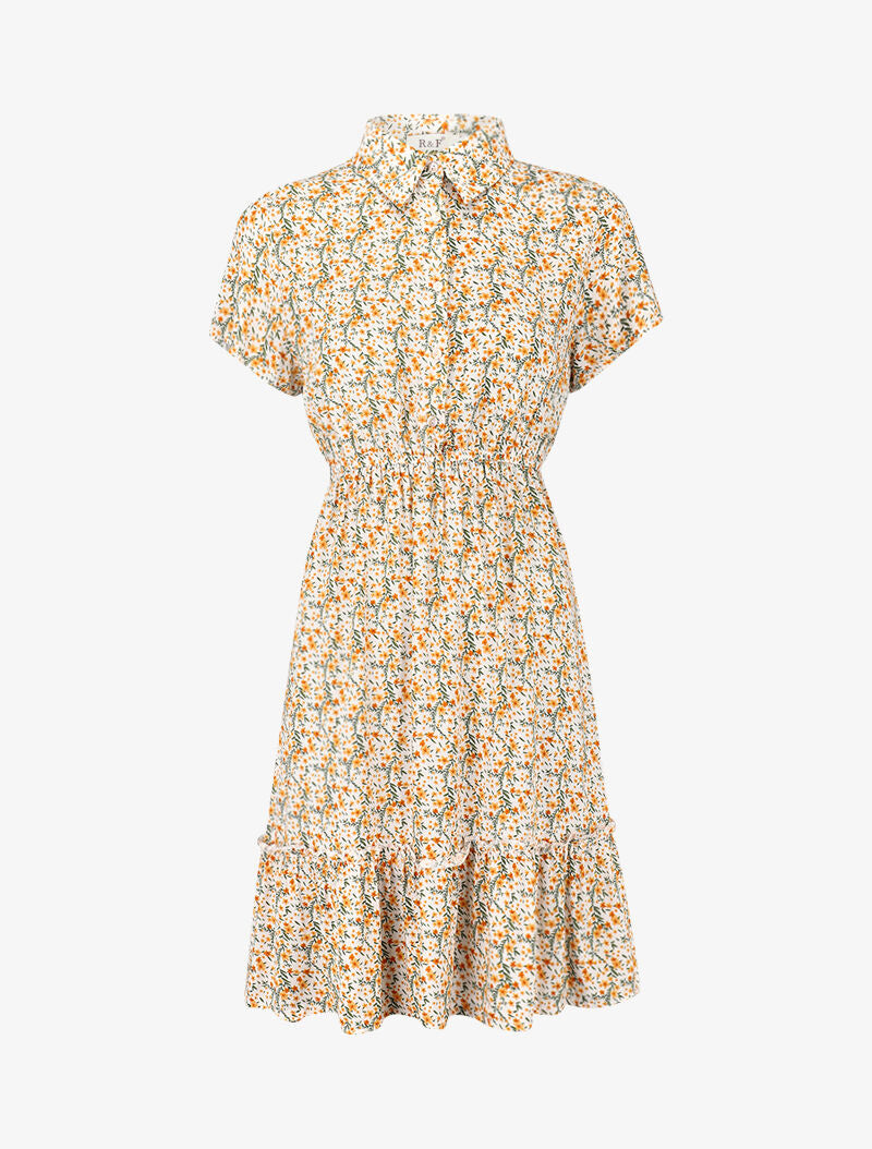 Robe printanière à col à pied et buste boutonné - ecru - 2