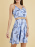 Robe patineuse imprimé fougères - bleu clair - 1