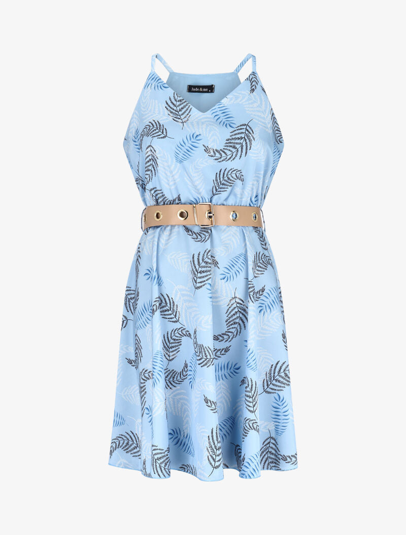 Robe patineuse imprimé fougères - bleu clair - 2
