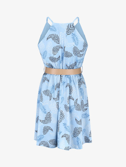 Robe patineuse imprimé fougères - bleu clair - 3
