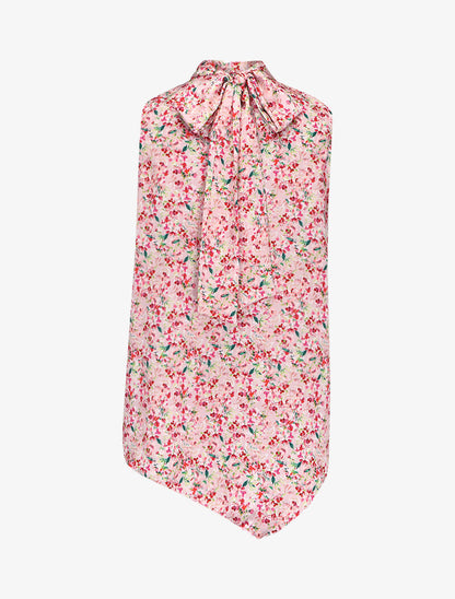 Top imprimé floral et nuque à nouer - rose - 2