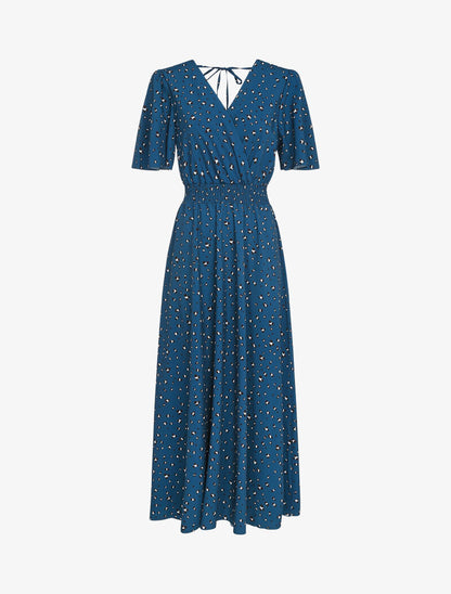 Robe longue cintrée imprimé léopard - marine - 2