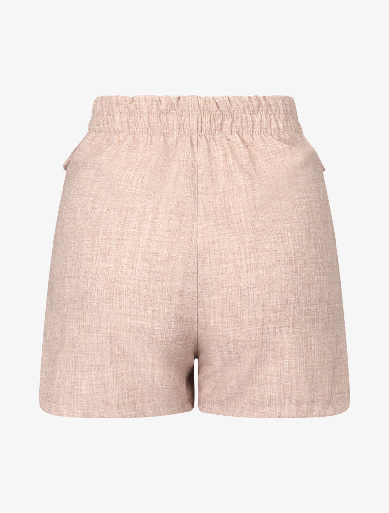 Mini short effet toile de coton - beige - 2