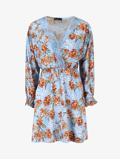 Robe satinée à imprimés - bleu ciel - 2