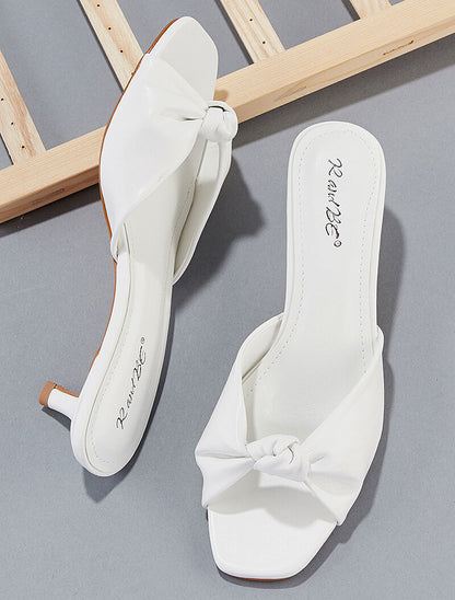 Mules effet nouer à petit talon - blanc - 6