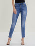 Jean à bandes cloutées contrastantes - bleu denim - 1