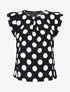 Blouse à pois à mancherons volantés - noir - 1