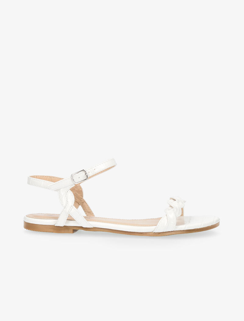 Nu-pieds à tour de cheville effet torsadé - blanc - 2