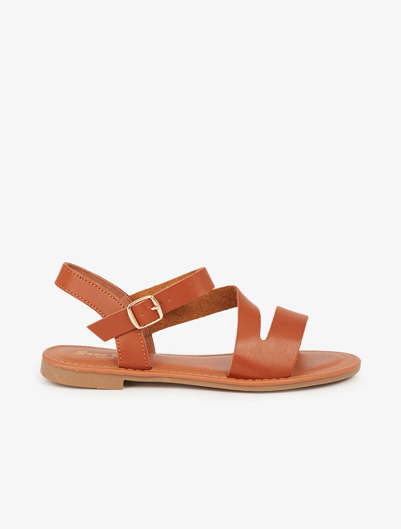 Nu-pieds minimalistes à ganse en biais - camel - 2