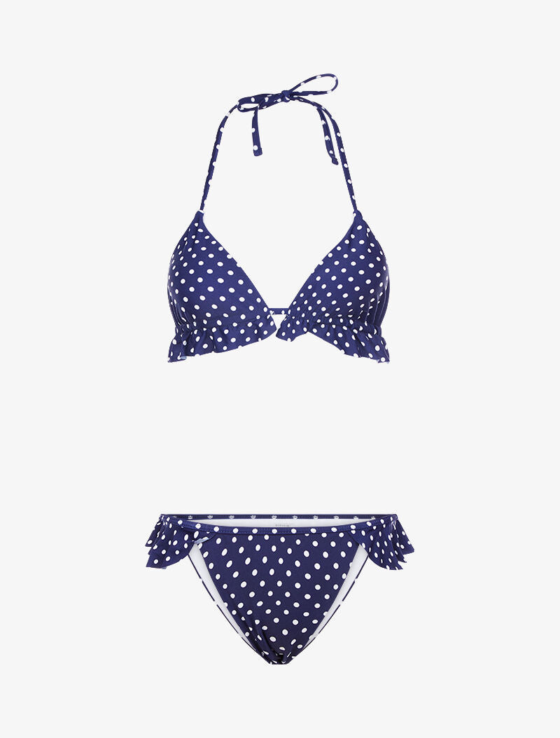 Bikini à imprimé pois - marine - 4