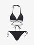 Bikini satiné avec lien à nouer - noir - 1