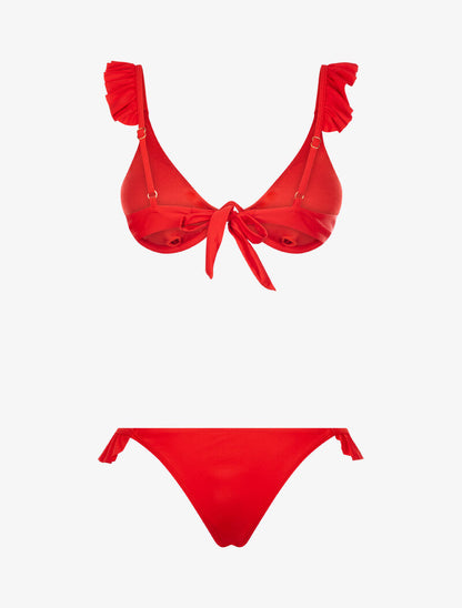 Bikini volanté et tanga - rouge - 4