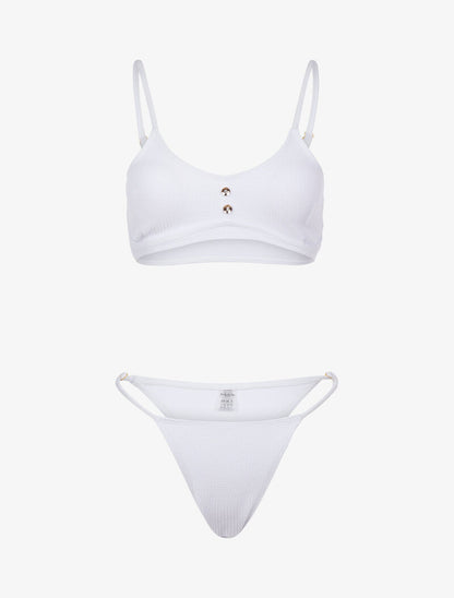 Bikini texturé et tanga - blanc - 3