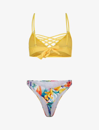 Bikini dépareillé à imprimé floral - jaune - 2