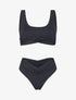 Bikini brassière à effet plissé - noir - 1
