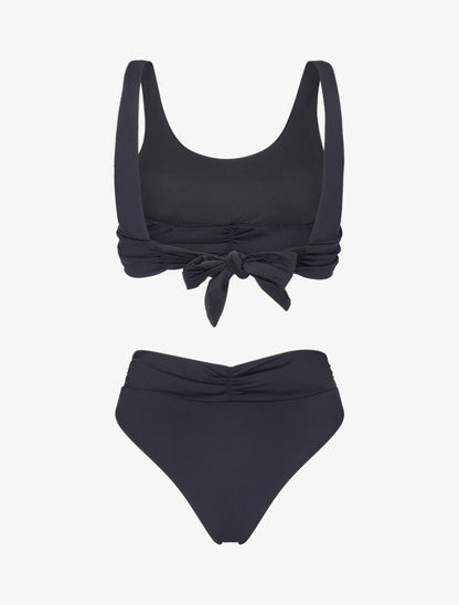 Bikini brassière à effet plissé - noir - 2