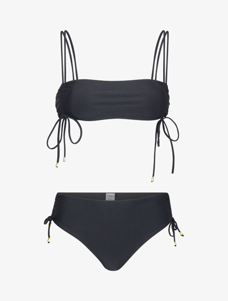 Bikini bandeau à liens - noir - 1