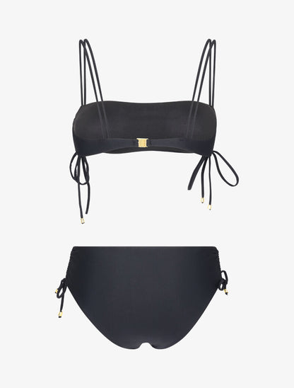 Bikini bandeau à liens - noir - 2