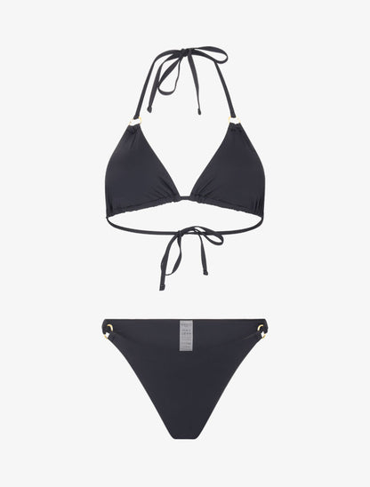 Bikini triangle à anneaux dorés - noir - 3