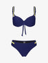 Bikini emboitant à oeillets et liens contrastants - marine - 1