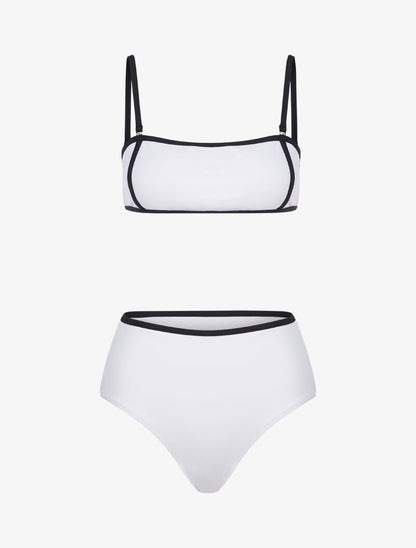 Bikini à culotte taille haute - blanc - 3