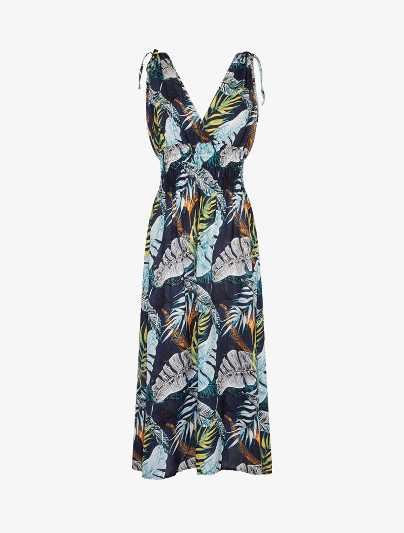Robe longue cache coeur imprimé jungle - marine - 2
