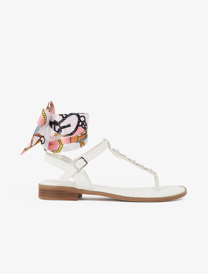 Nu-pieds à tour de cheville foulard - blanc - 1