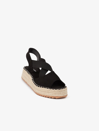 Nu-pieds compensés élastiqués - noir - 2