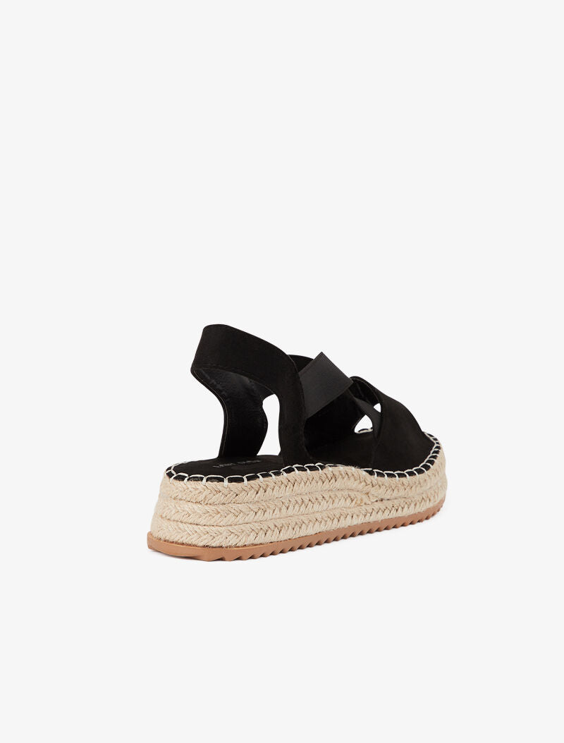 Nu-pieds compensés élastiqués - noir - 4
