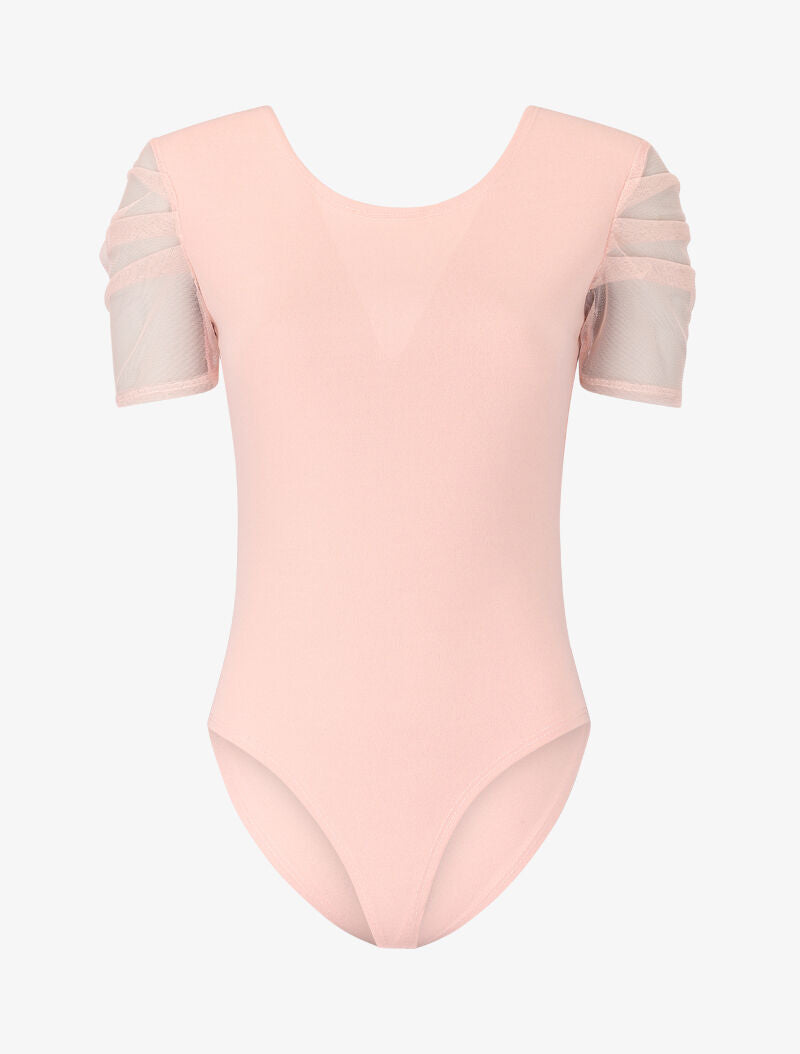 Body à manches plissées en tulle - rose - 3