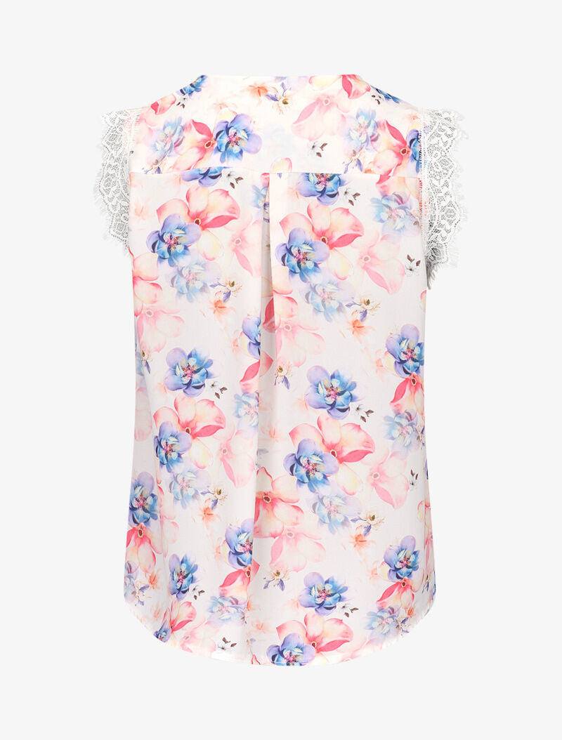 Blouse légère à encolure V à plis - blanc - 3