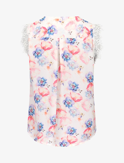 Blouse légère à encolure V à plis - blanc - 3