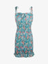 Robe élastiquée imprimé fleuri - vert menthe - 1