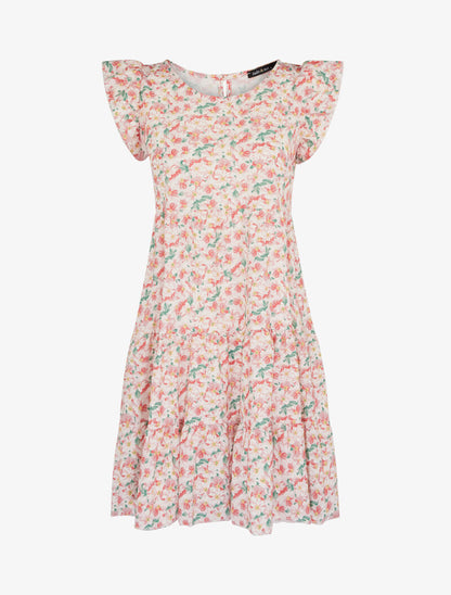 Robe trapèze à épaules volantées - rose - 3