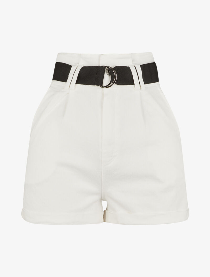 Short en jean à taille haute - blanc - 3