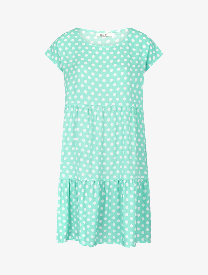 Robe coupe trapèze à pois - vert menthe - 1