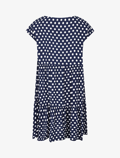 Robe coupe trapèze à pois - marine - 2