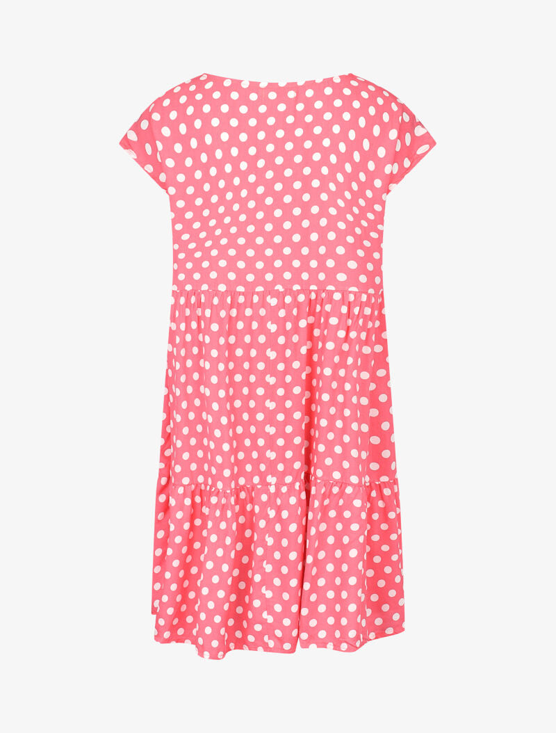 Robe coupe trapèze à pois - rose - 2